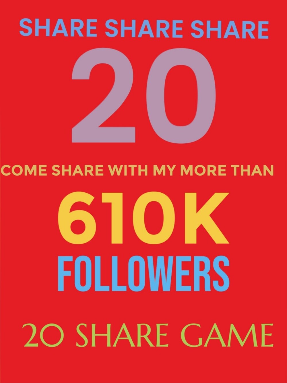 PLEASE SHARE 20 ITEMS RANDOMLY WITH MY MORE THAN 610K FABULOUS FOLLOWERS
